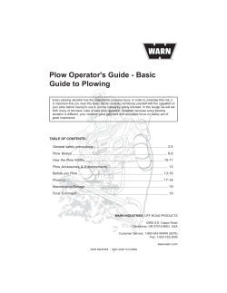 Plow Operator`s Guide - Basic Guide to Plowing