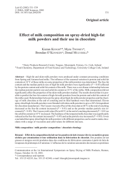 Effect of milk composition on spray-dried high