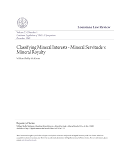 Classifying Mineral Interests - Mineral Servitude v. Mineral Royalty