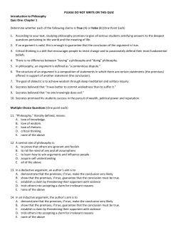 PLEASE DO NOT WRITE ON THIS QUIZ Introduction to