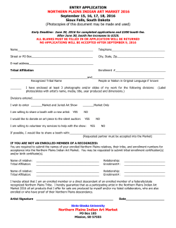 ENTRY APPLICATION NORTHERN PLAINS INDIAN ART MARKET