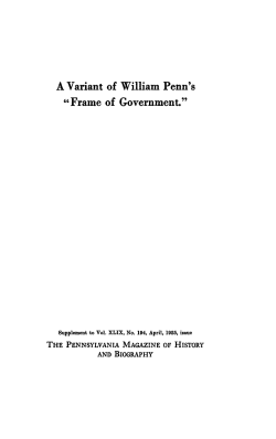 A Variant of William Penn`s "Frame of Government."