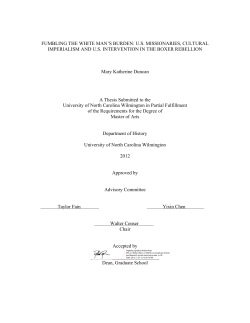 FUMBLING THE WHITE MAN`S BURDEN: U.S. MISSIONARIES