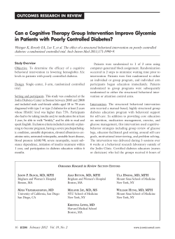 Can a Cognitive Therapy Group Intervention Improve Glycemia in