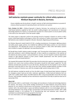 Saft batteries maintain power continuity for critical safety systems at