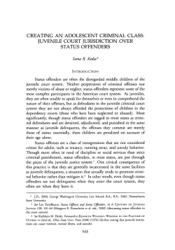 Creating an Adolescent Criminal Class: Juvenile Court Jurisdiction