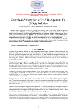 Chemical Absorption of H2S in Aqueous Fe2 (SO4)3 Solution