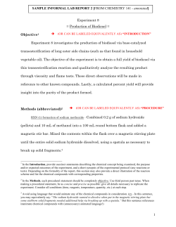 “Production of Biodiesel,” by Steven Ushakov