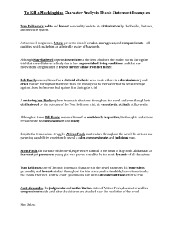 To Kill a Mockingbird Character Analysis Thesis Statement Examples
