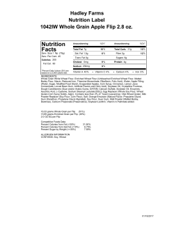 Hadley Farms Nutrition Label 1042IW Whole Grain Apple Flip 2.8 oz.