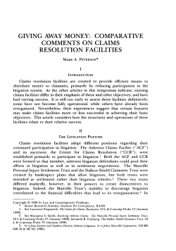 Giving Away Money: Comparative Comments on Claims Resolution
