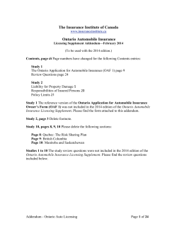 Ontario Automobile Insurance Supplement