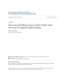 The General Welfare Clause and the Public Trust: An Essay in
