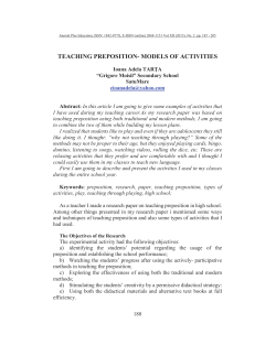 TEACHING PREPOSITION- MODELS OF ACTIVITIES