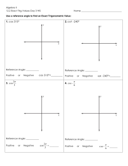 1. cos 315&deg; cos 315&deg;=______ 2. cot -240&deg; cot