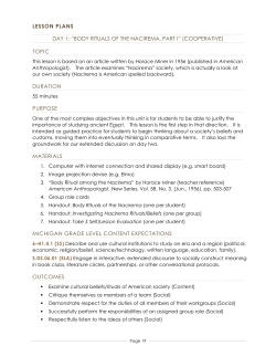 LESSON PLANS DAY 1: “BODY RITUALS OF THE NACIREMA
