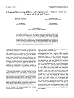 Inferential Questioning: Effects on Comprehension of Narrative Texts