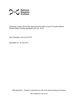 Chambers, Susan (2012) Why does taxonomy take so long