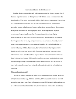 Informational Text in the TK Classroom