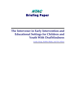 The Intervener In Early Intervention and Educational Settings For
