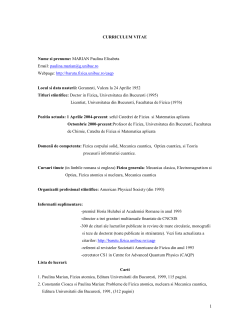 CURRICULUM VITAE Nume si prenume: MARIAN Paulina