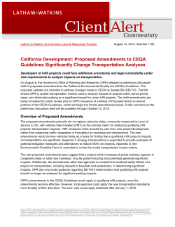 Proposed Amendments to CEQA Guidelines Significantly Change
