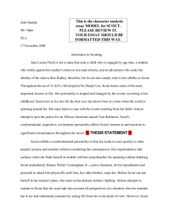 This is the character analysis essay MODEL for SCOUT. PLEASE