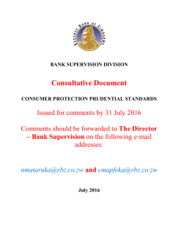 (Draft Consultative Document) 08 July 2016
