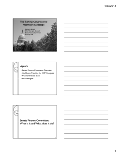 4/23/2013 1 Agenda Senate Finance Committee: What is it and