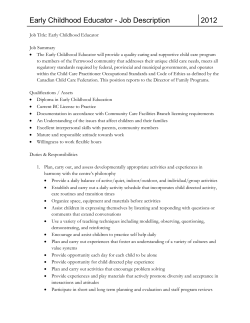 Early Childhood Educator - Job Description