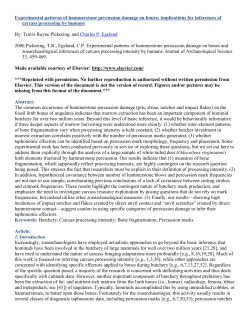 Experimental patterns of hammerstone percussion damage on bones