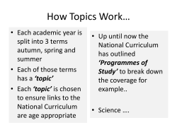 New national Curriculum Topics and Planning