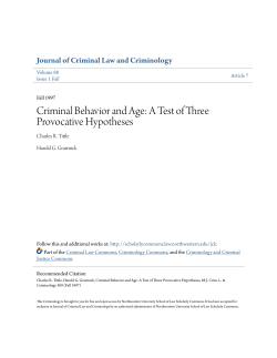 Criminal Behavior and Age: A Test of Three Provocative Hypotheses