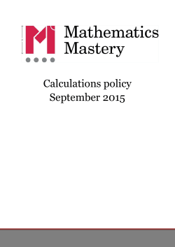 Years 1-4 Mathematics Mastery Calculation Policy