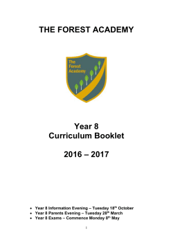 THE FOREST ACADEMY Year 8 Curriculum Booklet 2016 – 2017