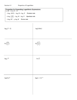 Section 4.3 Properties of Logarithms log4(7 ∙ 5)
