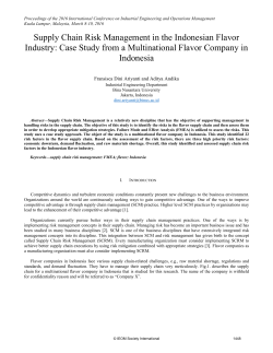 Supply Chain Risk Management in the Indonesian Flavor Industry