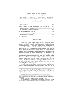 COMPETING LOCKEAN CLAIMS TO VIRTUAL PROPERTY