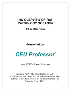 Pathology of labor - CEU Professor On-line