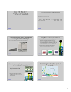 Unit 10: Review Photosynthesis Lab
