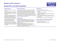 Grade 9: Life science 2 Respiration and photosynthesis UNIT 9L.2