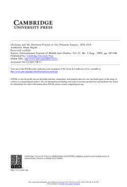 Elections and the Electoral Process in the Ottoman Empire, 1876-1919