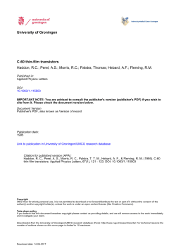 University of Groningen C-60 thin-film transistors Haddon, RC