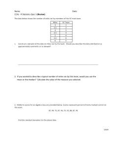 Name: Date: CCAL - R Statistics Quiz 1 (Review) 2. If you wanted to