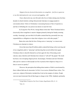 Snippets from my doctoral dissertation on evangelism