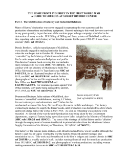 THE HOME FRONT IN SURREY IN THE FIRST WORLD WAR A