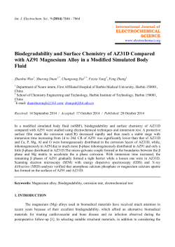 Biodegradability and Surface Chemistry of AZ31D Compared with