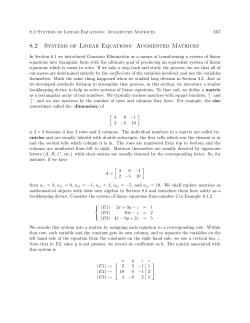 Section 8.2: Systems of Linear Equations: Augmented Matrices