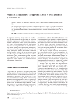 Anabolism and catabolism&mdash;antagonistic partners in stress and strain
