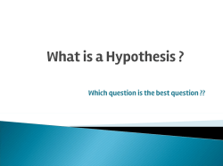 What is a Hypothesis